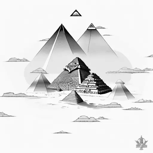 An Egyptian Pyramid With A Ufo Hovering Above It