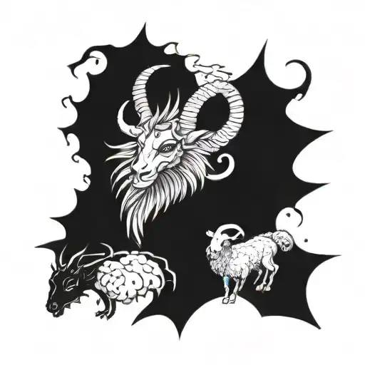 Combine Elements Of A Dragon And A Sheep In A Unique And Mystical Design