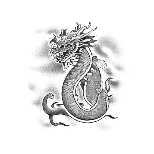 Japanese Dragon With Peony