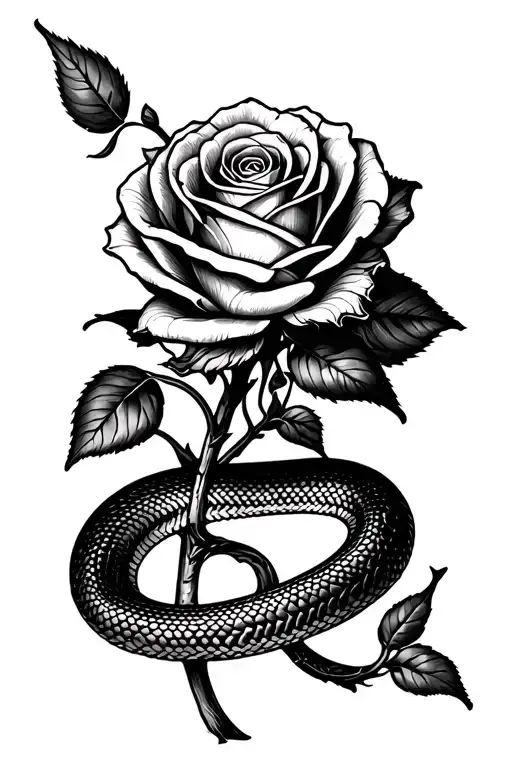 Roses With Stem With Snake Around It