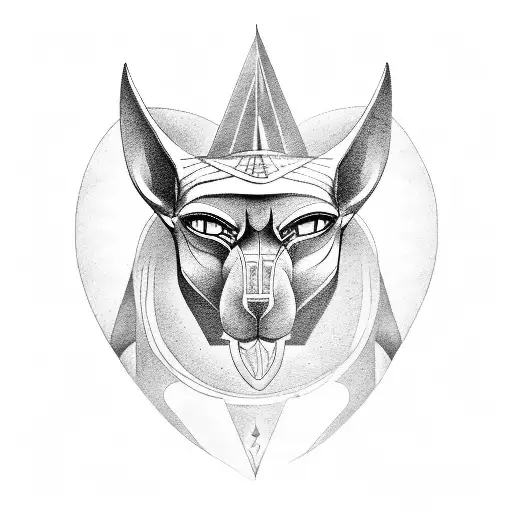 Anubis Tatoo With Pyramid And Egyptian Eyes
