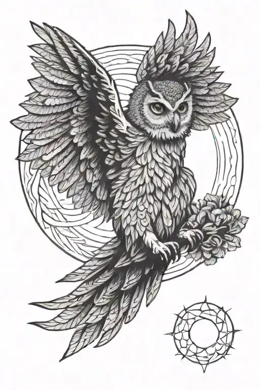 Owl Flying Towards The Sun