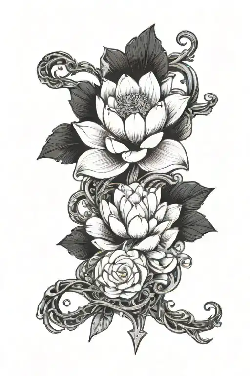 Vine Wrapping Around A Hand With Cross Necklace As It Holds A Blooming Lotus Flower