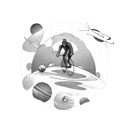 A Cyclist Riding Through A Planet Landscape