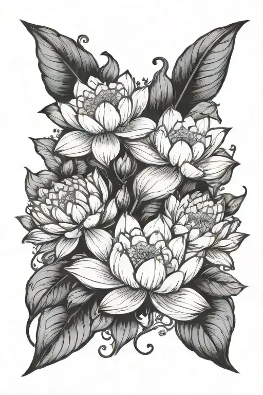 Small Angels Surrounding Blooming Lotus Flower Wrapped Around Vines