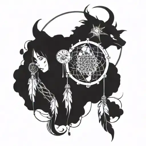 Combine Manga Characters With Dreamcatchers In A Surreal Design