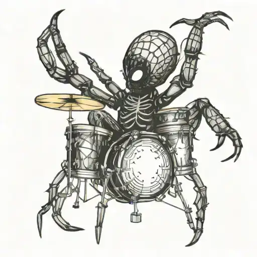 Spider Playing Drums