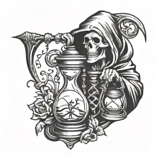 Grim Reaper And Hourglass Combined