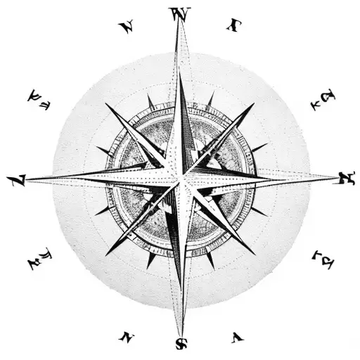 A Vintage Map Of The World With A Compass Rose In The Center