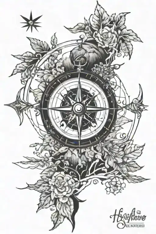 Compass And Nature Scene