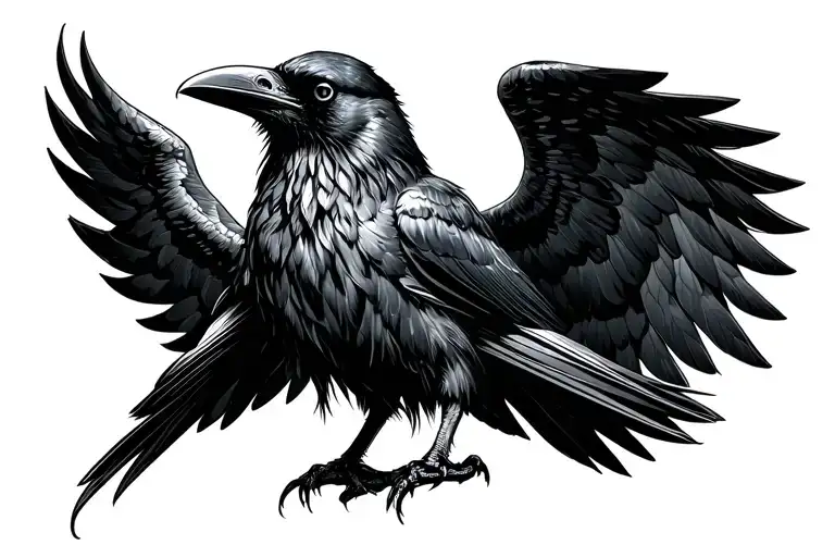Raven With Sipped Wings