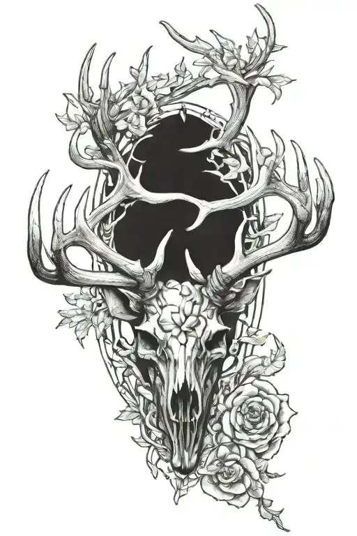 Deer And Elk Skulls With Antlers Made