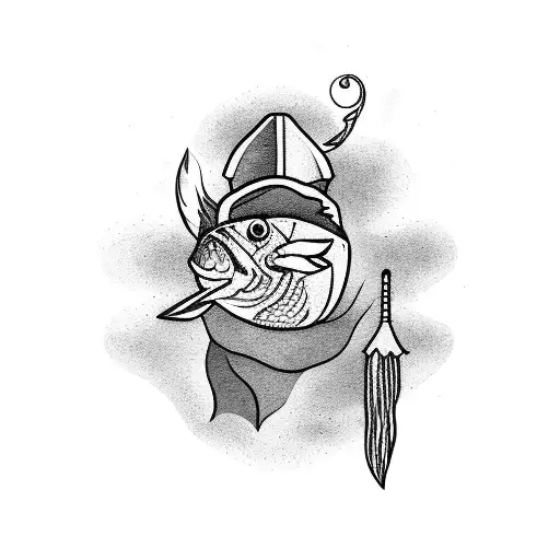 The Shadow Of A Fisherman And In The Background An Aurora Borealis