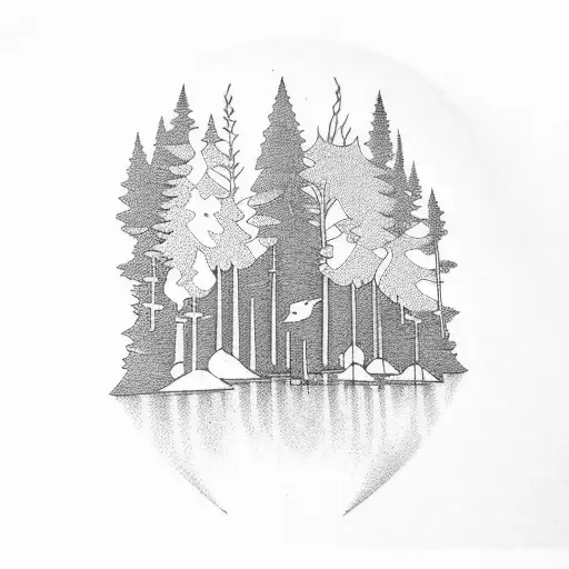 A Peaceful Forest With A Hidden Guitar Among The Trees