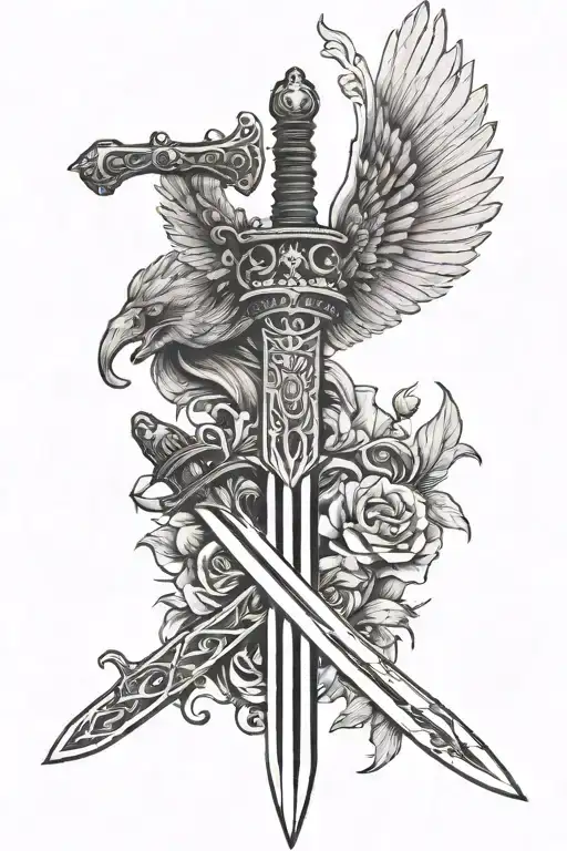 Sword With Wings Spread Wide