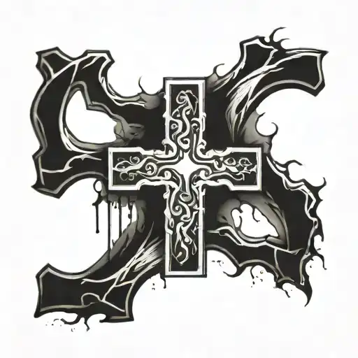 Cross With Broken Bottom And The Name Austin Replaceing It