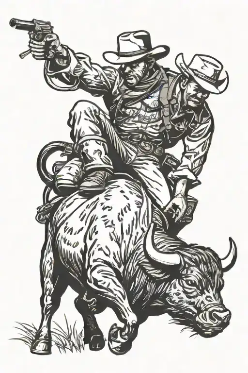 Cowboy Wrangling Bull