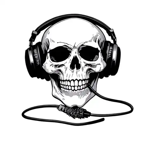 Skull Wearing Headphones