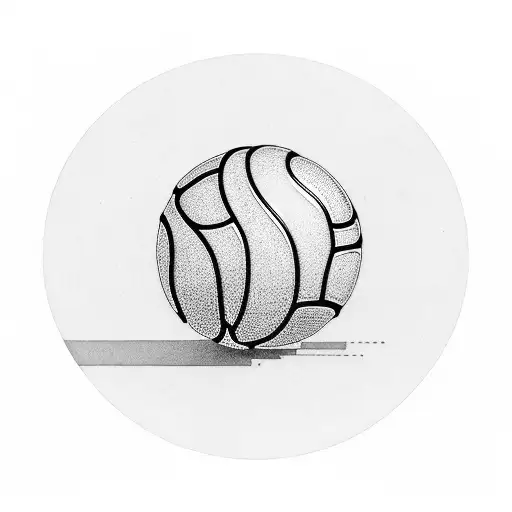 A Whimsical Tattoo Of A Volleyball Transforming Into A Coffee Cup