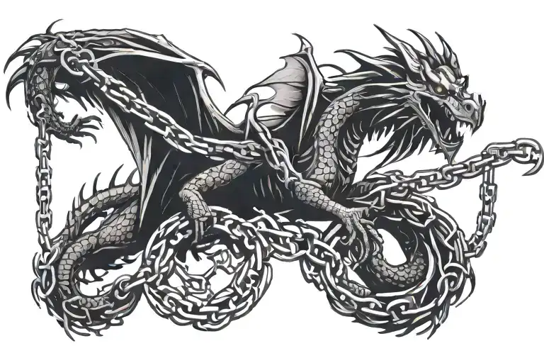 Dragons Flying Through Chains In The Dark