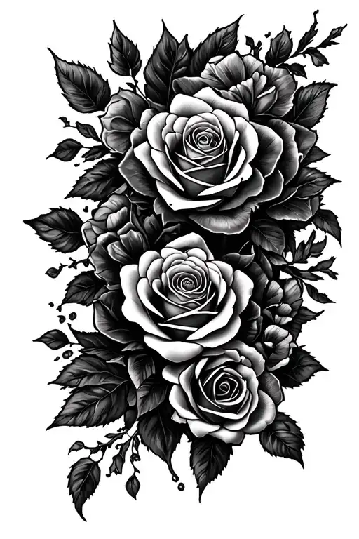 Car Engine Tattoo And Realistic Roses