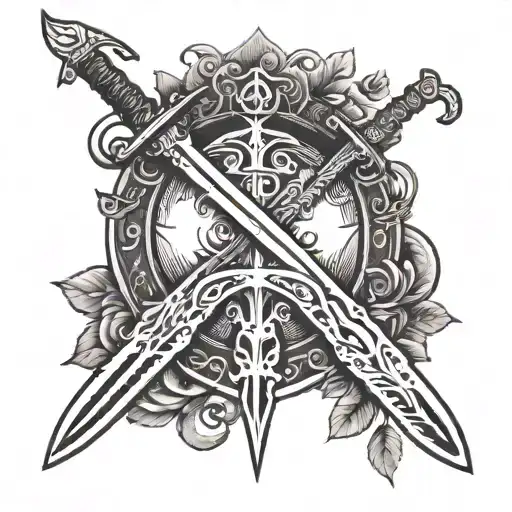 Libra Sword Respect Symbol Tattoo Minimal Shadow