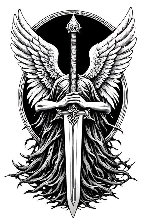 Tree Of Life Angel Holding A Sword