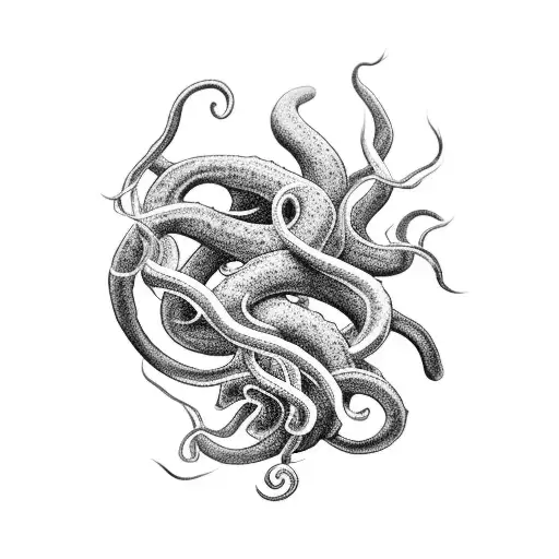 Black Tentacles Spiraling Down My Forearm To My Wrist