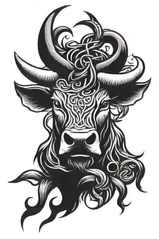 Celtic Bull Head And Shoulders With Some Grass