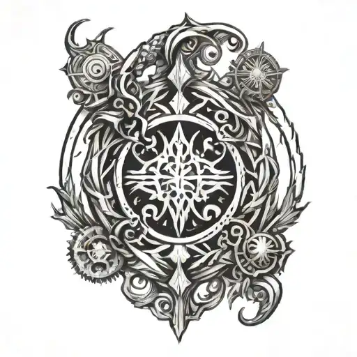 Elden Ring Logo Black And White Drawing