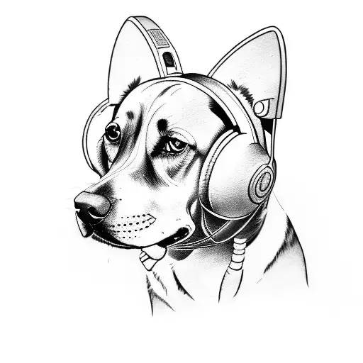 A Tattoo Design Of A Dog Wearing Headphones And Smoking Weed