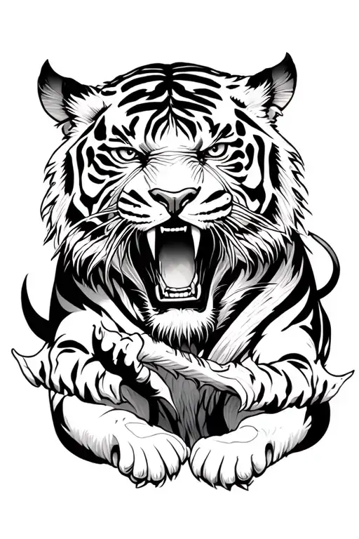 Tiger Fighting Demons