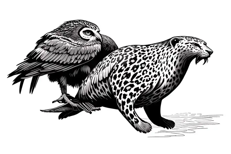 Owl Perched Vulture Menacing Leopard Seal Surrounded