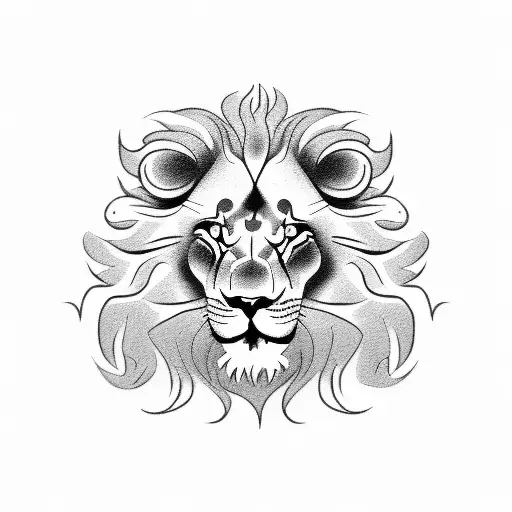 Lion Surrounded By Flames