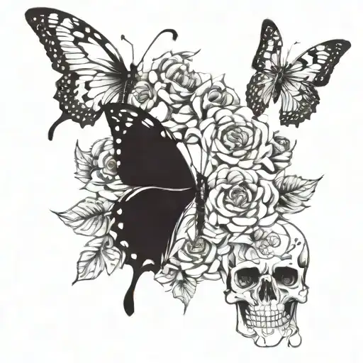 Butterfly With Skulls Gothic