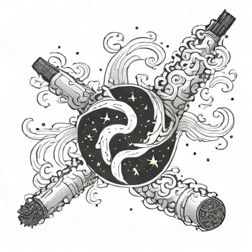 Cigar Smoke Forming The Shape Of The Gemini Constellation