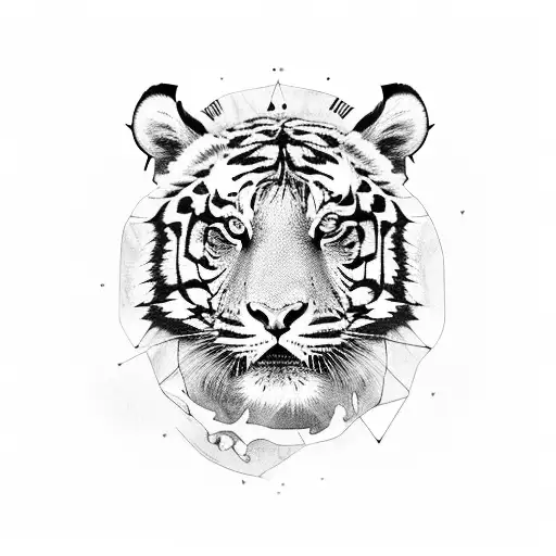 A Furious Woman With A Tiger Roaring Behind Her