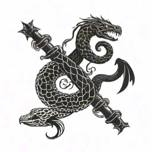 Snake And Crow Looking At Each Other And There Is A Gemini Sign Between Them