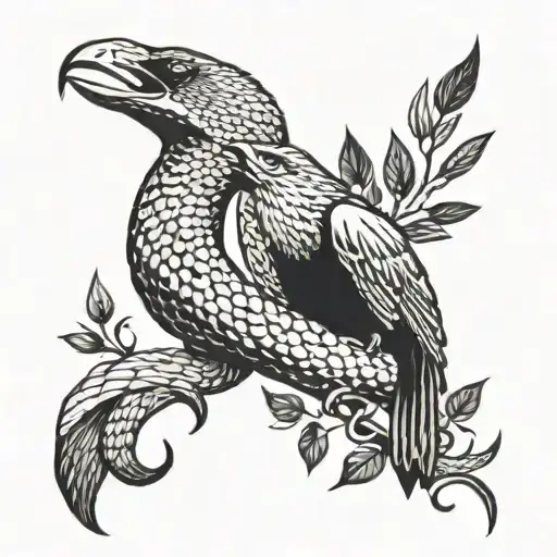 Snake And Crow Looking At Each Other