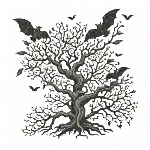 Beautiful Poison Tree With Bats Around It