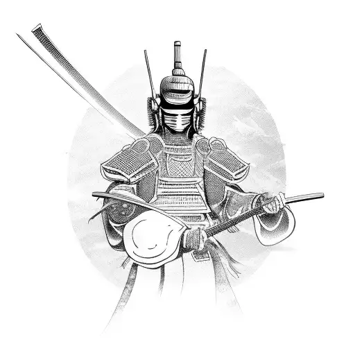 Futuristic Samurai Warrior Wielding A Cybernetic Katana