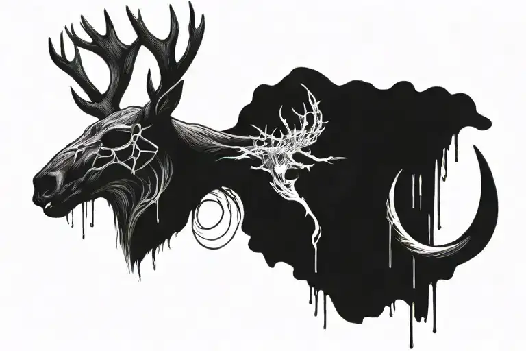 Deer Skull With Lorna Shore Logo Instead Of Antlers