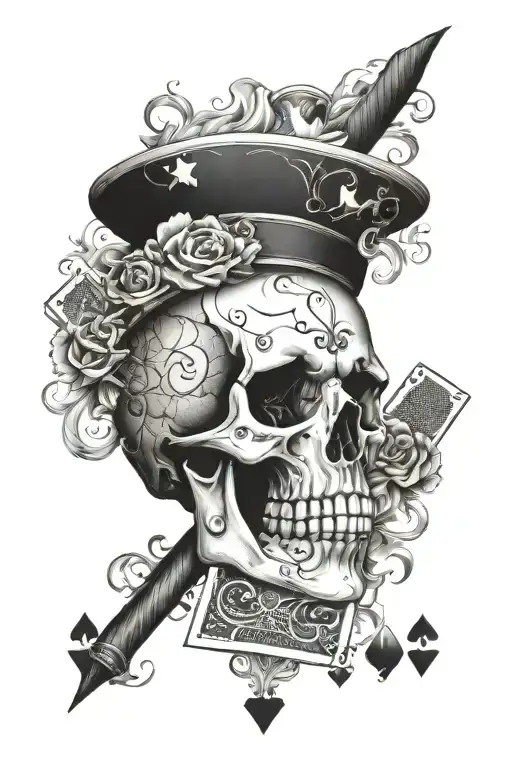 Skull And Smoke And Playing Cards