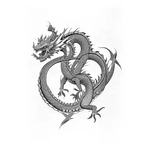 Japanese Dragon Fighting European Dragon