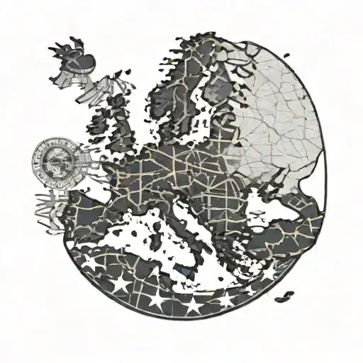 An Intricate Design Of The European Union Flag With A Vintage Map Of Europe In The Background
