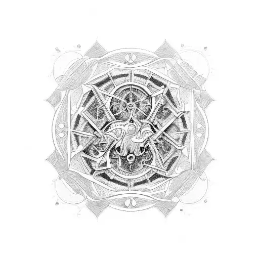 An Intricate Design Combining Scientific Equations And Religious Imagery