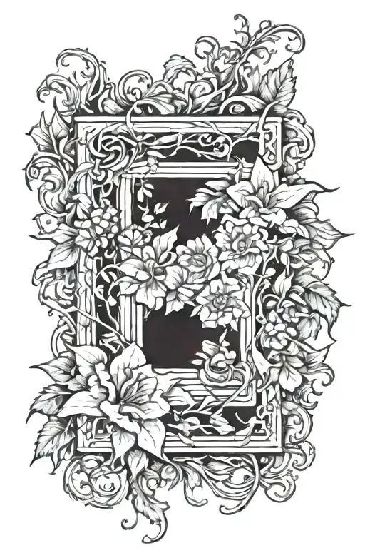 Picture Frame Made From Flowers And Thorny Vines