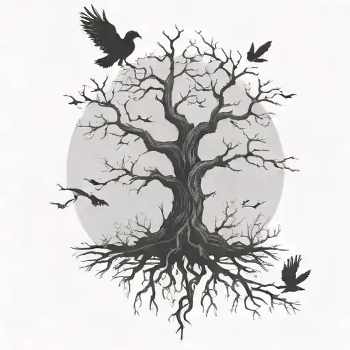 Dead Tree With Birds Flying Eagle Letter With Writing Of Love