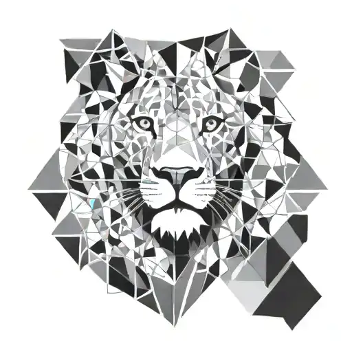 A Geometric Lion Design With Intricate Patterns And Shapes