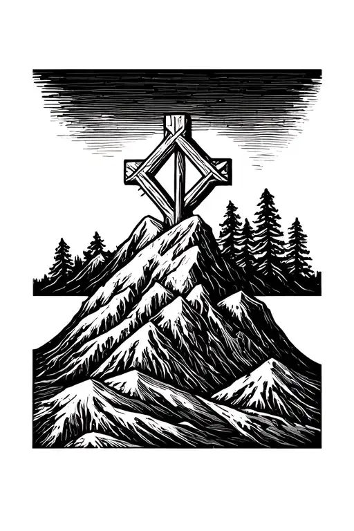 Cross On Mountain